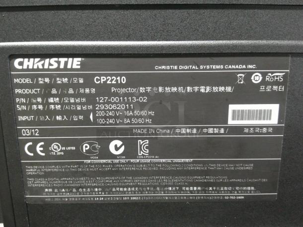 AMAZING Christie CP2210 Digital Cinema Projector! For Commercial Theaters, Pro Production! Low Lamp Hours! - Image 6 of 6