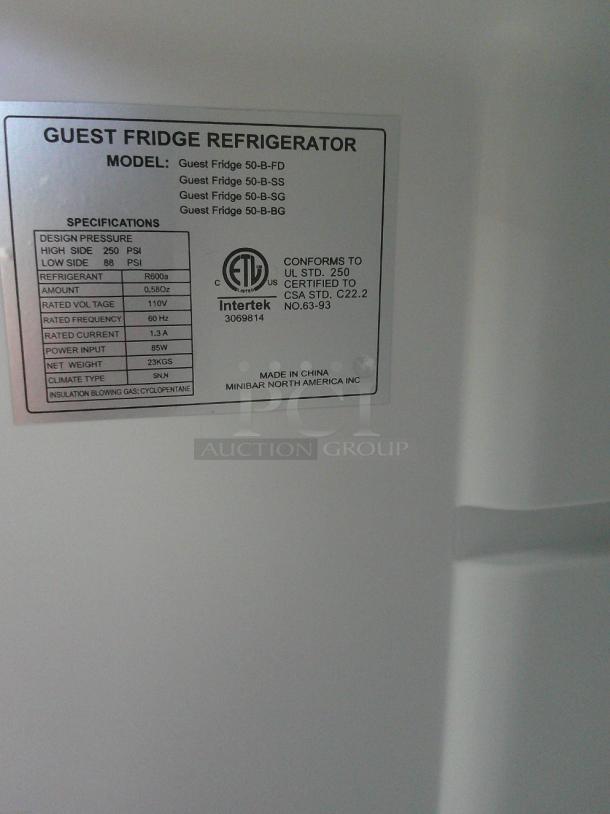 NICE TESTED GuestFridge 50 Slim Mini Fridge – Black Frame Glass Door - Image 3 of 4