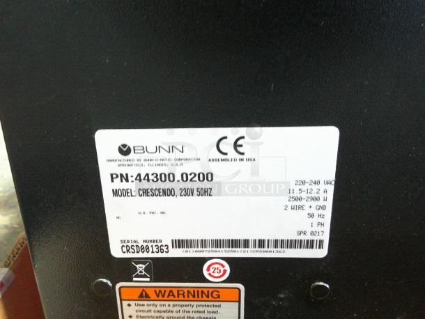 NICE Bunn 44300.0200 Crescendo Series Espresso Machine! Bean-to-Cup, Countertop! - 220V 50Hz - Image 5 of 6