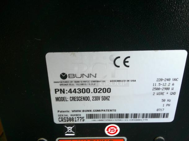 NICE Bunn 44300.0200 Crescendo Series Espresso Machine! Bean-to-Cup, Countertop! - 220V 50Hz - Image 5 of 5