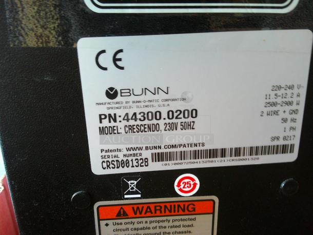 NICE Bunn 44300.0200 Crescendo Series Espresso Machine! Bean-to-Cup, Countertop! - 220V 50Hz - Image 5 of 5