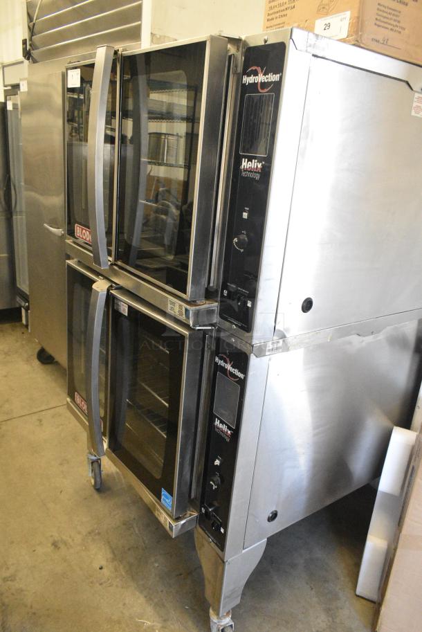 2 2017 Blodgett HVH-100E Hydrovection Helix Stainless Steel Commercial Electric Powered Full Size Convection Oven w/ View Through Doors, Metal Oven Racks on Commercial Casters. Top Oven 440-480 Volts, 3 Phase and Bottom Oven 125-240 Volts, 3 Phase. 2 Times Your Bid! - Image 2 of 10