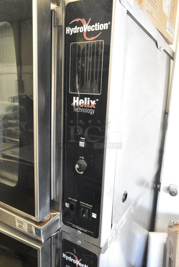 2 2017 Blodgett HVH-100E Hydrovection Helix Stainless Steel Commercial Electric Powered Full Size Convection Oven w/ View Through Doors, Metal Oven Racks on Commercial Casters. Top Oven 440-480 Volts, 3 Phase and Bottom Oven 125-240 Volts, 3 Phase. 2 Times Your Bid! - Image 4 of 10