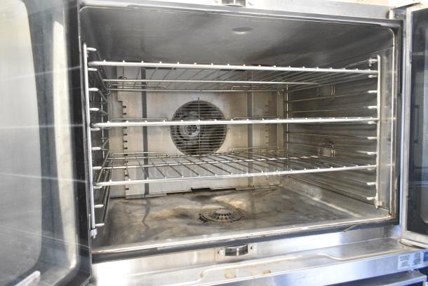 2 2017 Blodgett HVH-100E Hydrovection Helix Stainless Steel Commercial Electric Powered Full Size Convection Oven w/ View Through Doors, Metal Oven Racks on Commercial Casters. Top Oven 440-480 Volts, 3 Phase and Bottom Oven 125-240 Volts, 3 Phase. 2 Times Your Bid! - Image 7 of 10