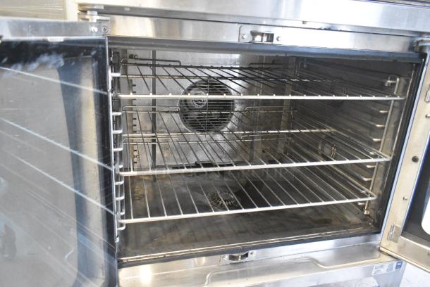 2 2017 Blodgett HVH-100E Hydrovection Helix Stainless Steel Commercial Electric Powered Full Size Convection Oven w/ View Through Doors, Metal Oven Racks on Commercial Casters. Top Oven 440-480 Volts, 3 Phase and Bottom Oven 125-240 Volts, 3 Phase. 2 Times Your Bid! - Image 8 of 10