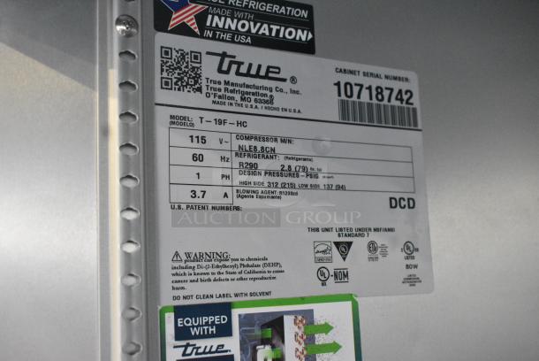 2023 True T-19F-HC Stainless Steel Commercial Single Door Reach in Freezer w/ Poly Coated Racks on Commercial Casters. 115 Volts, 1 Phase. Tested and Working! - Image 6 of 6