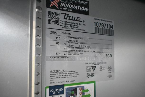 2024 True T-19F-HC Stainless Steel Commercial Single Door Reach in Freezer w/ Poly Coated Racks. 115 Volts, 1 Phase. Tested and Working! - Image 4 of 4