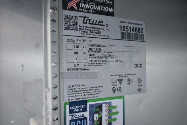2022 True T-19F-HC Stainless Steel Commercial Single Door Reach in Freezer w/ Poly Coated Racks. 115 Volts, 1 Phase. Tested and Working! - Image 5 of 5