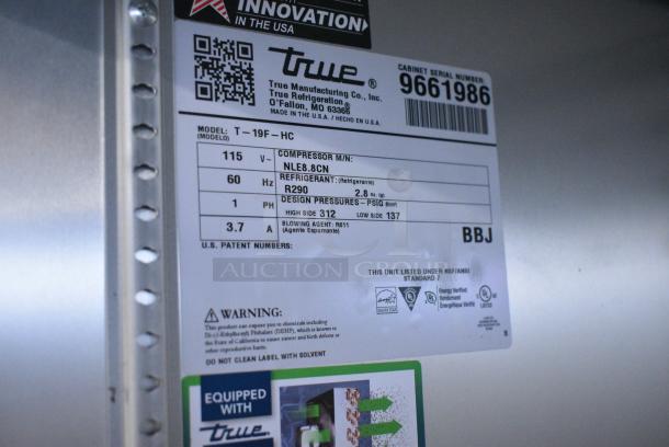 2019 True T-19F-HC Stainless Steel Commercial Single Door Reach in Freezer w/ Poly Coated Racks. 115 Volts, 1 Phase. Tested and Working! - Image 6 of 6