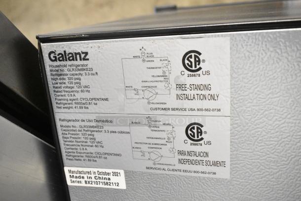 Galanz GLR33MBKE23 Mini Cooler. 115 Volts, 1 Phase. Tested and Working! - Image 6 of 6