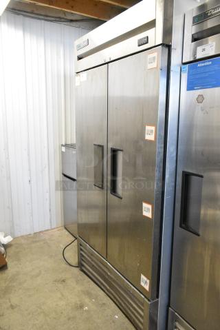 2019 True T-35-HC Stainless Steel Commercial 2 Door Reach in Cooler w/ Poly Coated Racks on Commercial Casters. 115 Volts, 1 Phase. Tested and Working!