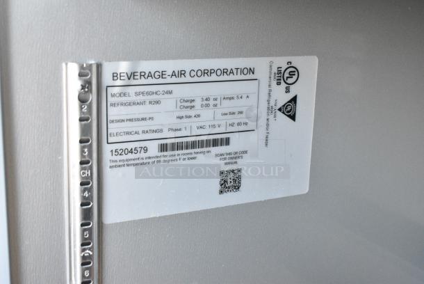 BRAND NEW SCRATCH AND DENT! Beverage Air SPE60HC-24M Stainless Steel Commercial Sandwich Salad Prep Table Bain Marie Mega Top. 115 Volts, 1 Phase. Tested and Working! - Image 10 of 10