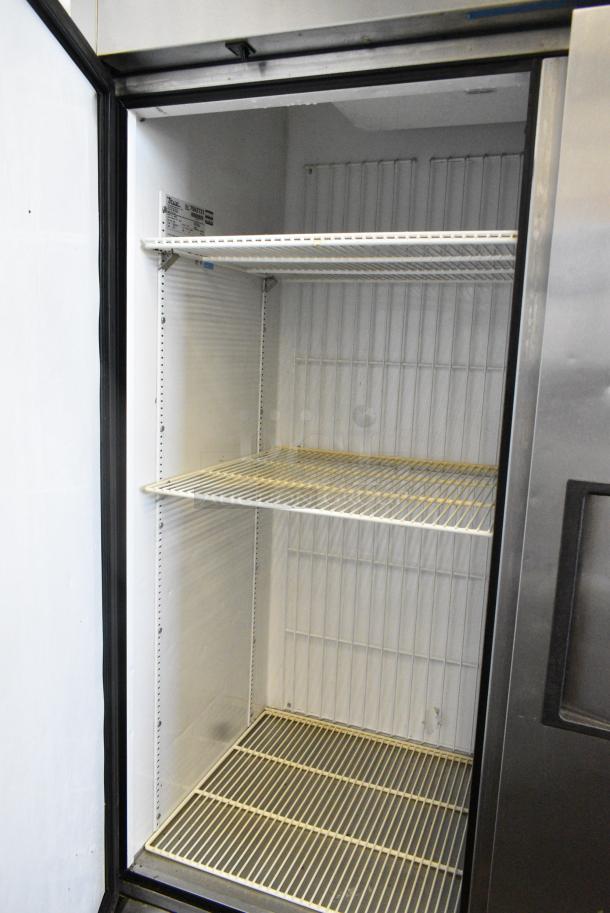 True T-49F Stainless Steel Commercial 2 Door Reach in Freezer w/ Poly Coated Racks on Commercial Casters. 115 Volts, 1 Phase. Tested and Working! - Image 4 of 6