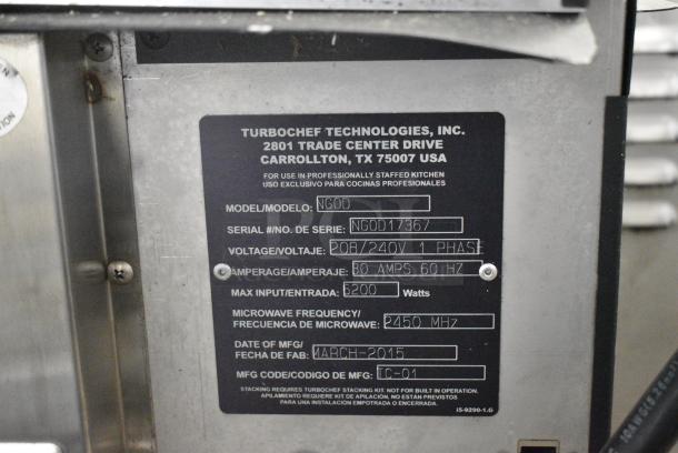 Turbochef NGO Metal Commercial Countertop Electric Powered Rapid Cook Oven. 208/240 Volts, 1 Phase. - Image 6 of 7