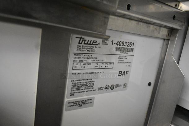 True TUC-48D-4 Stainless Steel Commercial 4 Drawer Undercounter Cooler on Commercial Casters. 115 Volts, 1 Phase. Tested and Working! - Image 9 of 9