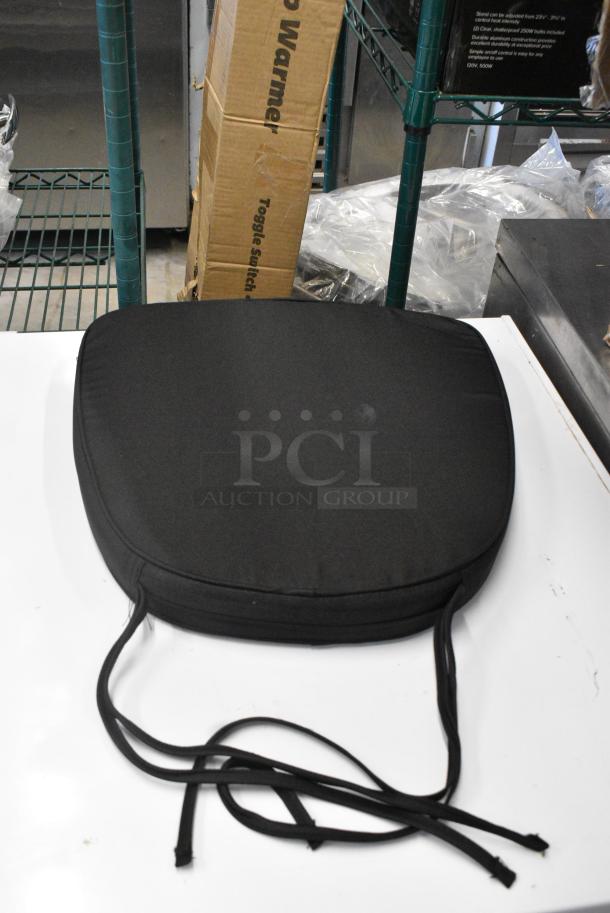 BRAND NEW! Box of 7 Lancaster Table & Seating 164CUSHINBK2 Black Chiavari Chair Cushion with Ties - 2" Thick - Image 1 of 5