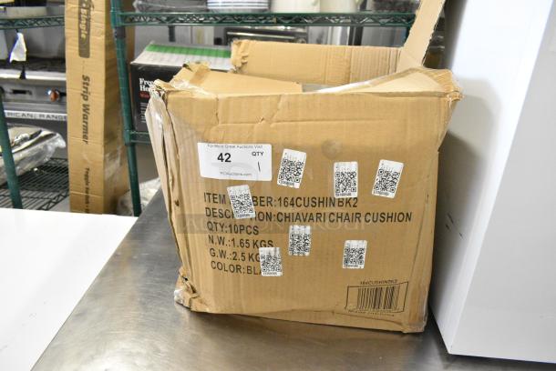 BRAND NEW! Box of 7 Lancaster Table & Seating 164CUSHINBK2 Black Chiavari Chair Cushion with Ties - 2" Thick - Image 2 of 5