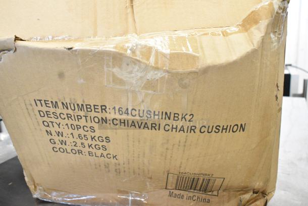 BRAND NEW! Box of 7 Lancaster Table & Seating 164CUSHINBK2 Black Chiavari Chair Cushion with Ties - 2" Thick - Image 5 of 5