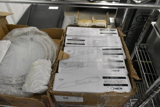 BRAND NEW SCRATCH AND DENT! 10 Boxes of 12 Acopa 26720403  4 7/8" Steak Knife with Jumbo Cherry Finish Pakkawood Handle - Image 2 of 3