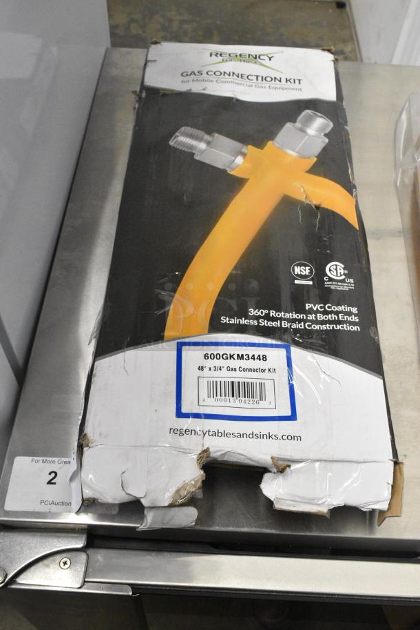 BRAND NEW SCRATCH AND DENT! Regency 600GKM3448 48" Mobile Gas Connector Hose Kit with 2 Elbows, Full Port Valve, Restraining Device, and Quick Disconnect - 3/4" - Image 3 of 4