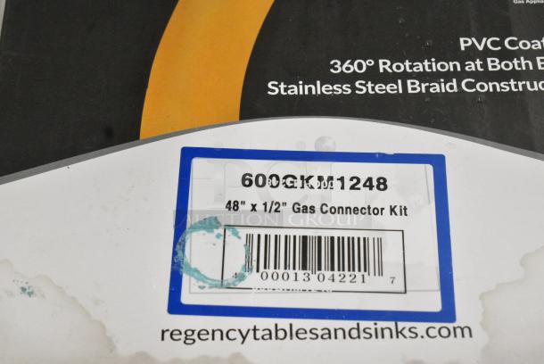 BRAND NEW SCRATCH AND DENT! Regency 600GKM1248 48" Mobile Gas Connector Hose Kit with 2 Elbows, Full Port Valve, Restraining Device, and Quick Disconnect - 1/2" - Image 4 of 4