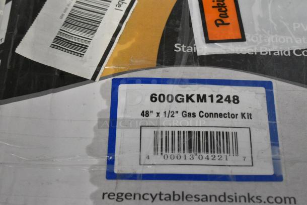 BRAND NEW SCRATCH AND DENT! Regency 600GKM1248 48" Mobile Gas Connector Hose Kit with 2 Elbows, Full Port Valve, Restraining Device, and Quick Disconnect - 1/2" - Image 4 of 4