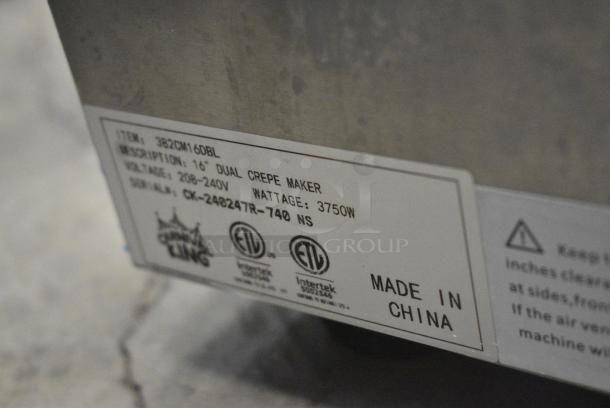 2024 Carnival King 382CM16DBL Stainless Steel Commercial Countertop 2 Burner Crepe Maker. 208-240 Volts. - Image 6 of 6