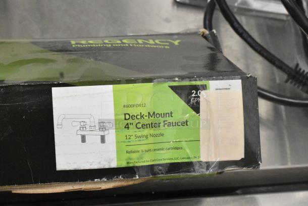 BRAND NEW SCRATCH AND DENT! Regency 600FD412 Deck-Mounted Faucet with 4" Centers and 12" Swing Spout - Image 2 of 3