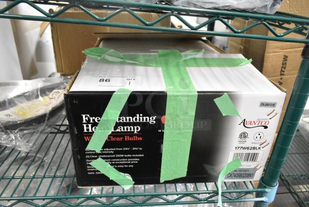 BRAND NEW SCRATCH AND DENT! Avantco 177W62BLK W62-BLK Black Free Standing Heat Lamp with 2 Bulbs. 120 Volts, 1 Phase. - Image 2 of 3