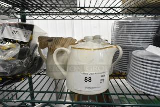 4 BRAND NEW SCRATCH AND DENT! Acopa White Ceramic Pitchers. 4 Times Your Bid!