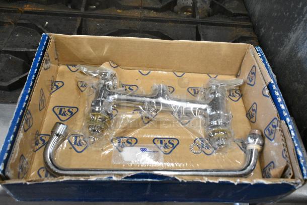 BRAND NEW SCRATCH AND DENT! T&S B-0221-CC-CR Deck Mount Mixing Faucet with 8" Centers and Cerama Cartridges - 12" Spread - Image 1 of 4