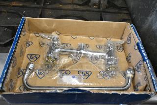 BRAND NEW SCRATCH AND DENT! T&S B-0221-CC-CR Deck Mount Mixing Faucet with 8" Centers and Cerama Cartridges - 12" Spread