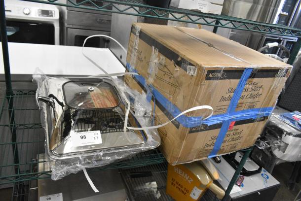 3 BRAND NEW SCRATCH AND DENT! Acopa 407IND8CHAF Voyage 8 Qt. Full Size Stainless Steel Induction Chafer with Glass Top and Soft-Close Lid. 3 Times Your Bid! - Image 2 of 5