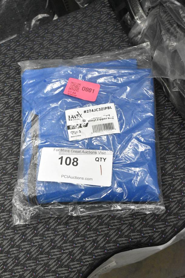BRAND NEW SCRATCH AND DENT! Lavex 274JC3ZIPBL Blue Vinyl Janitor Cart Bag with Zipper - Image 1 of 3