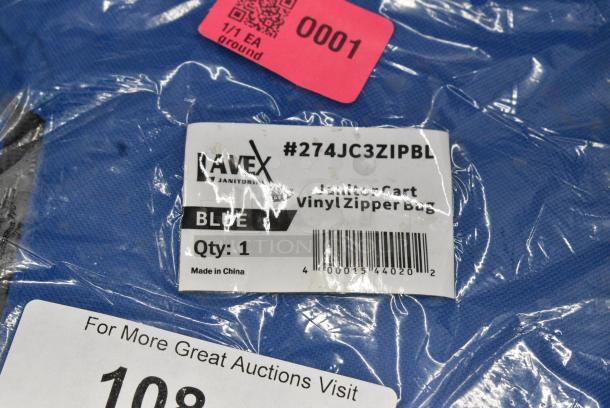 BRAND NEW SCRATCH AND DENT! Lavex 274JC3ZIPBL Blue Vinyl Janitor Cart Bag with Zipper - Image 3 of 3