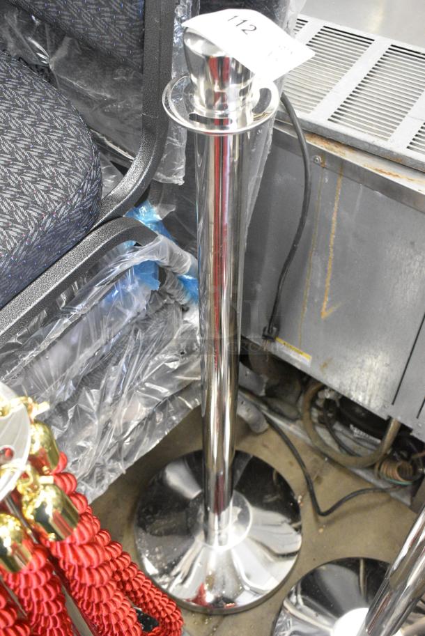 4 BRAND NEW SCRATCH AND DENT! Chrome Finish Stanchion w/ Red Rope. 4 Times Your Bid! - Image 3 of 3