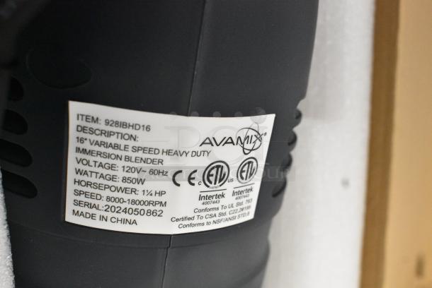 BRAND NEW SCRATCH AND DENT! AvaMix 928IBHD16 Blender Immersion 16" Stick. 120 Volts, 1 Phase. Tested and Working! - Image 5 of 6