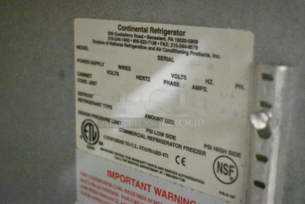 Continental BBC50 Metal Commercial 2 Door Back Bar Cooler Merchandiser. 115 Volts, 1 Phase. Tested and Powers On But Does Not Get Cold - Image 7 of 8