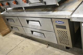 2020 Atosa MGF8453GR Stainless Steel Commercial 4 Drawer Chef Base on Commercial Casters. 115 Volts, 1 Phase. Tested and Powers On But Can't Verify Temperature