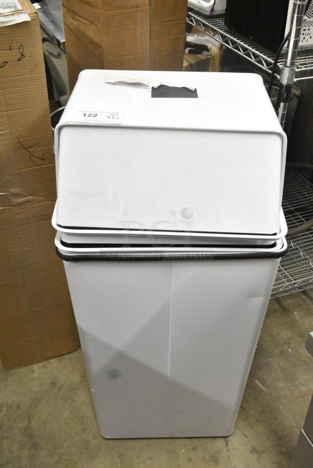 2 BRAND NEW SCRATCH AND DENT! Trash Cans Including Witt 69236TWH White 36 Gallon Trash Can. 2 Times Your Bid! - Image 1 of 4
