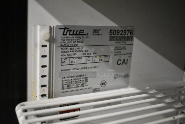 True TSSU-48-12 Stainless Steel Commercial Sandwich Salad Prep Table Bain Marie Mega Top on Commercial Casters. 115 Volts, 1 Phase. Cannot Test - Unit Trips Breaker - Image 9 of 9