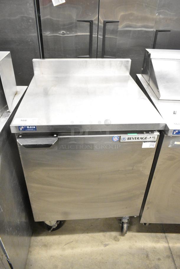 Beverage Air WTR27A-FIP Stainless Steel Commercial Work Top Single Door Cooler on Commercial Casters. 115 Volts, 1 Phase. Tested and Working! - Image 1 of 6