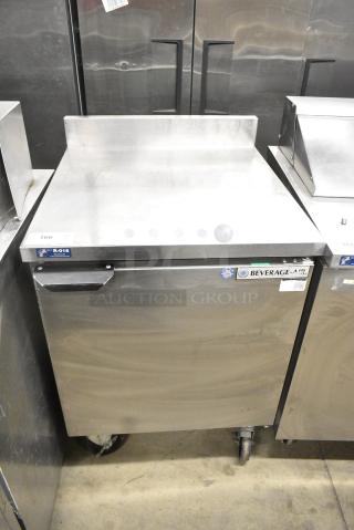 Beverage Air WTR27A-FIP Stainless Steel Commercial Work Top Single Door Cooler on Commercial Casters. 115 Volts, 1 Phase. Tested and Working!