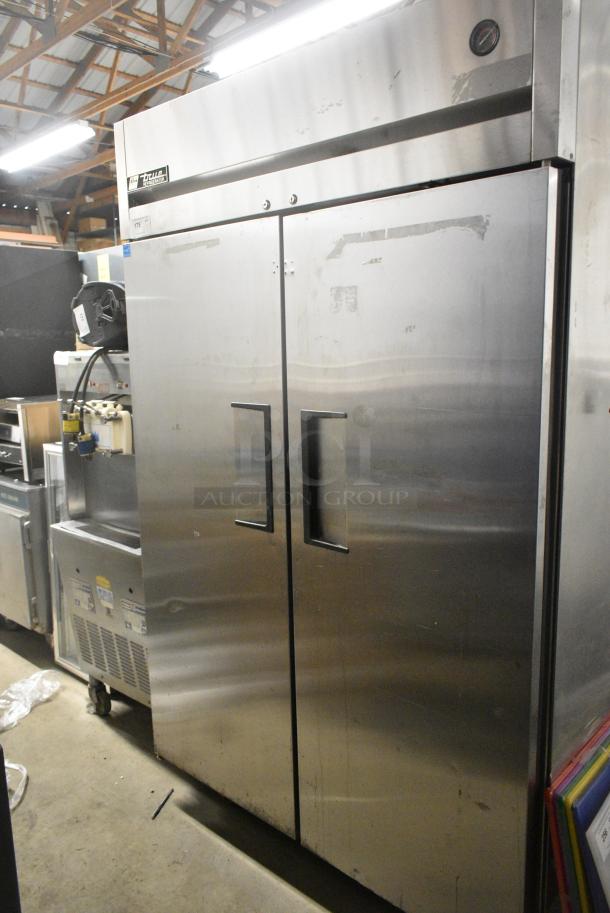 True TG2R-2S Stainless Steel Commercial 2 Door Reach In Cooler w/ Poly Coated Racks on Commercial Casters. 115 Volts, 1 Phase. Tested and Working! - Image 1 of 8