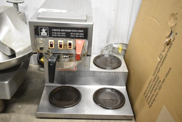 Stainless Steel Commercial Countertop 3 Burner Coffee Machine w/ Hot Water Dispenser and Metal Brew Basket. 115 Volts, 1 Phase. - Image 1 of 7