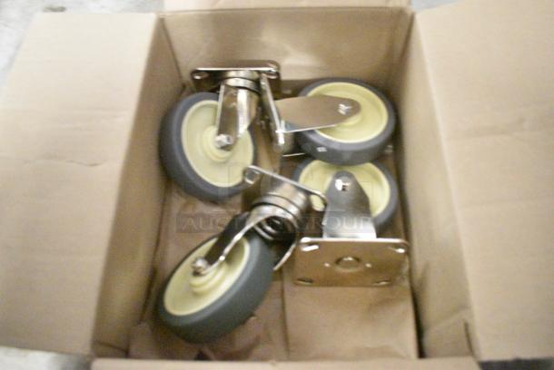 BRAND NEW SCRATCH AND DENT! Box of 1314007 Alto-Shaam 4007 5" Rigid and Swivel Casters - 4/Set - Image 1 of 4