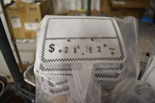 3 BRAND NEW SCRATCH AND DENT! XKD713PBK Choice Rectangular Write-On Deli Wheel Sign Spear with Black Checkered Border - 25/Pack. 3 Times Your Bid!