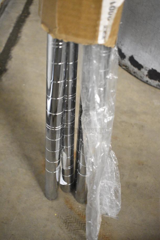 BRAND NEW SCRATCH AND DENT! Box of 3 Regency 460ECPC64 64" Chrome Finish Poles - Image 1 of 4