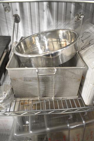 3 Various Metal Items Including Lid, Bin and Fry Basket. 3 Times Your Bid!