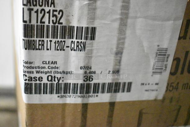 2 Boxes of 36 BRAND NEW SCRATCH AND DENT! Cambro LT12152 Laguna 12 oz. Clear Customizable SAN Plastic Tumbler. 2 Times Your Bid! - Image 5 of 5